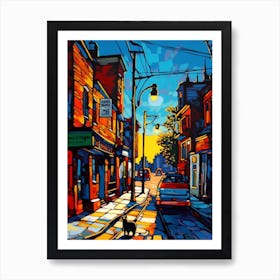 Painting Of Toronto, Canada With A Cat In The Style Of Pop Art 3 Art Print