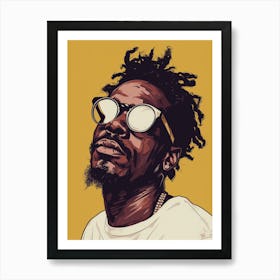 Vibin Black Man Clean Dressed, Chain, and Glasses Art Print