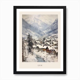 Vintage Winter Painting Poster Lech Austria 1 Art Print