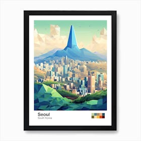 Seoul, South Korea, Geometric Illustration 4 Poster Art Print