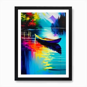 Kayak On Lake Water Waterscape Bright Abstract 1 Art Print