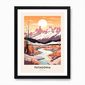 Vintage Winter Travel Poster Patagonia Argentina 2 Art Print