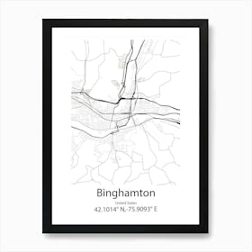 Binghamton,United States Minimalist Map Art Print