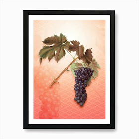 Black Aleatico Grape Vintage Botanical in Peach Fuzz Hishi Diamond Pattern n.0286 Art Print