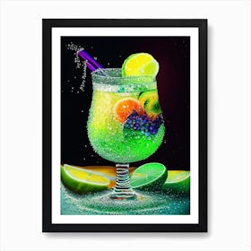 Caipiroska Pointillism Cocktail Poster Art Print