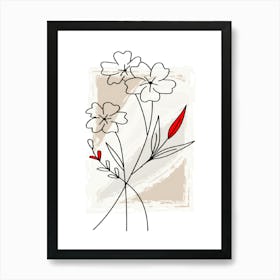 Flowers On A White Background Art Print