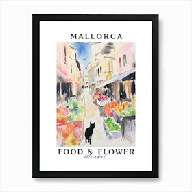 Food Market With Cats In Mallorca 2 Poster Art Print