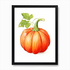 Red Kuri Squash Pumpkin Watercolour Illustration 1 Art Print