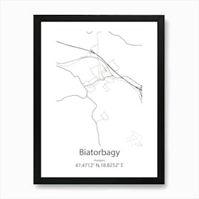 Biatorbagy,Hungary Minimalist Map 1 Poster