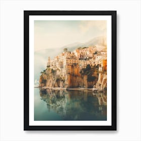 A Cliff On The Coast Of Amalfi, Italy, Summer Vintage Photography Art Print