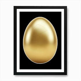 A Single Golden Egg, Isolated On A Black Background 1 Art Print