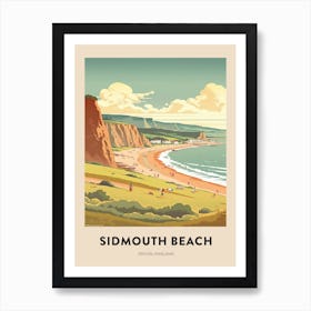 Devon Vintage Travel Poster Sidmouth Beach 3 Art Print