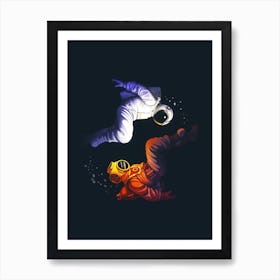 Yin Yang Astronaut Scuba Art Print