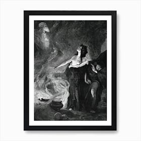 The Witch of Endor 1902 Kunz Meyer Waldeck - Vintage Victorian Drawing Witchcraft Remastered Wizard Cauldron Skulls Pagan Mythology Legend Witchcore Gothic Witchy Art Print