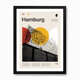 Mid Century Hamburg Travel Art Print