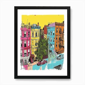 Jackson Heights New York Colourful Silkscreen Illustration 4 Affiche