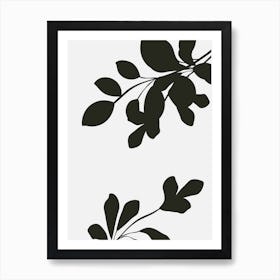 Abstract Botanical Black and Beige Art 12 Art Print