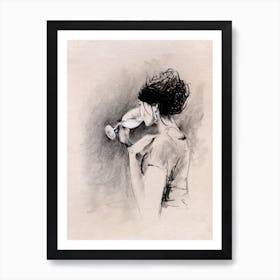 Woman With Wine Illustration  Art Print