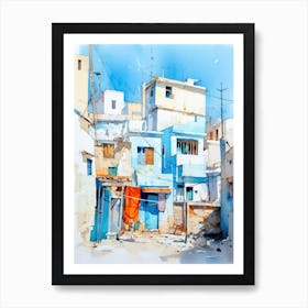 Blue Street Painting Art Print