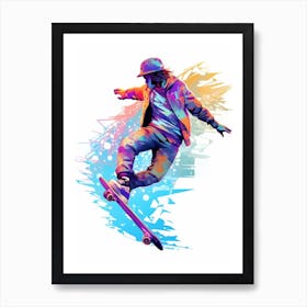 Skateboarding In Berlin, Germany Gradient Illustration 1 Art Print