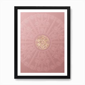 Geometric Gold Glyph on Circle Array in Pink Embossed Paper n.0189 Art Print