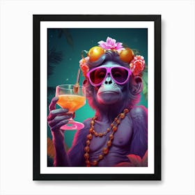 Monkey In Sunglasses Art Print