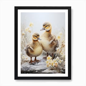 Snowy Winter Duckling 2 Art Print