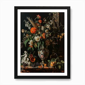 Baroque Floral Still Life Statice 1 Art Print