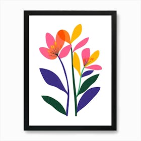 Flowers On White Background Art Print