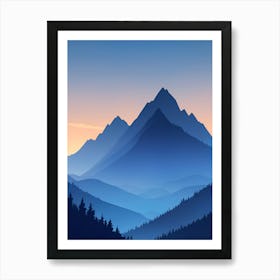 Misty Mountains Vertical Composition In Blue Tone 148 Art Print