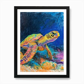 Sea Turtle On The Ocean Floor Pencil Doodle 2 Art Print