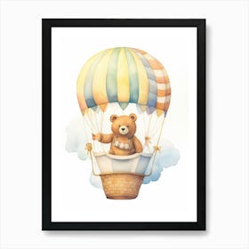 Baby Bear 1 In A Hot Air Balloon Art Print