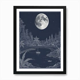 Moonlight Over Hong Kong Art Print