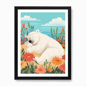 Polar Bear Relaxing In A Hot Spring Storybook Illustration 4 Art Print