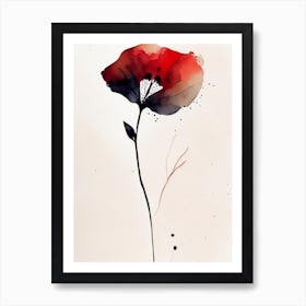 Poppy Leaf Minimalist Watercolour Art Print