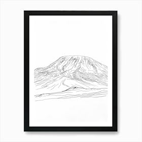 Mount Kilimanjaro Tanzania Line Drawing 7 Art Print