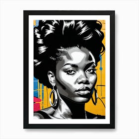 Vintage Graffiti Mural Of Beautiful Black Woman 46 Art Print