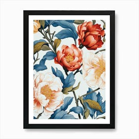 Peony Flower Pattern 6 Art Print