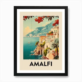 Amalfi Retro Vintage Travel Poster Art Print