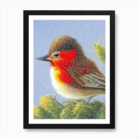 Robin Pointillism Bird Art Print