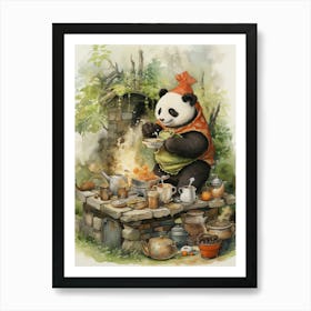 Panda Art Brewing Watercolour 4 Art Print