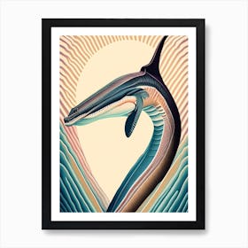 Elasmosaurus Pastel Dinosaur Art Print