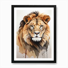 Lion Watercolor Painting 4 Art Print