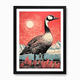 Vintage Bird Linocut Canada Goose 2 Art Print