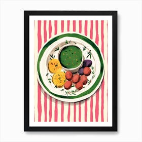 A Plate Of Pesto Pasta, Top View Food Illustration 4 Art Print