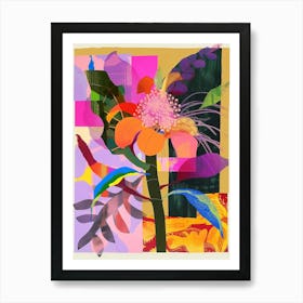 Cineraria 2 Neon Flower Collage Art Print