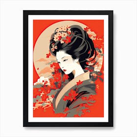 Geisha Flat Illustration  6 Art Print