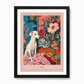 Floral Animal Painting Dog 2 Poster Art Print