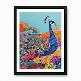 Peacock Colourful Portrait 2 Art Print