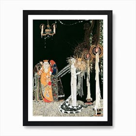 "She Saw The Lindworm For The First Time As He Came In And Stood By Her Side" by Kay Nielsen - East of the Sun and West of the Moon 1914 - Vintage Victorian Fairytale Art Signed Remastered High Resolution Art Print